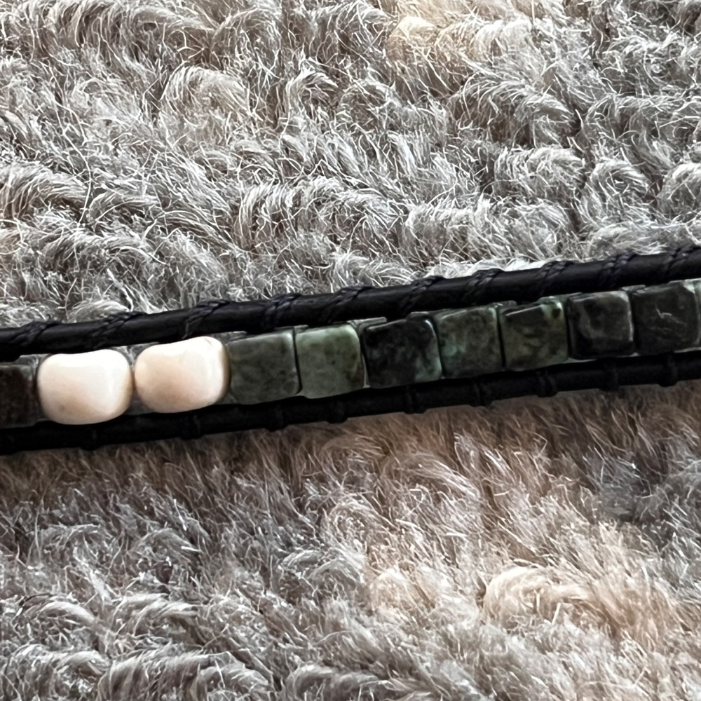 Double-Wrap Leather Bracelet - Square Turquoise, … - image 8